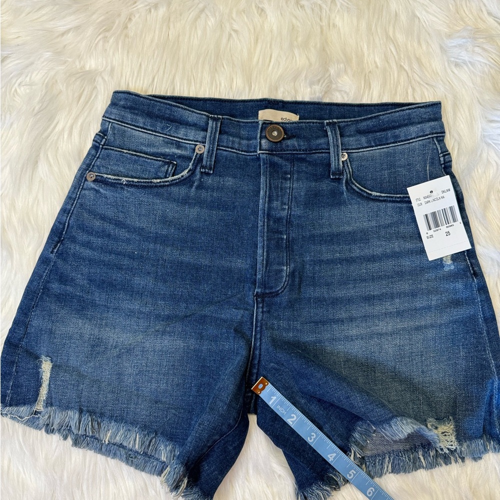 NWT Edyson Delon High-Rise Shorts in Dark Lincoln Wash Size 25 + 30 - Picture 7 of 13